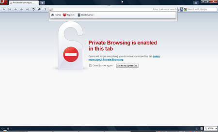 Opera 10.5 pre-alpha:Private Browsingウインドウ